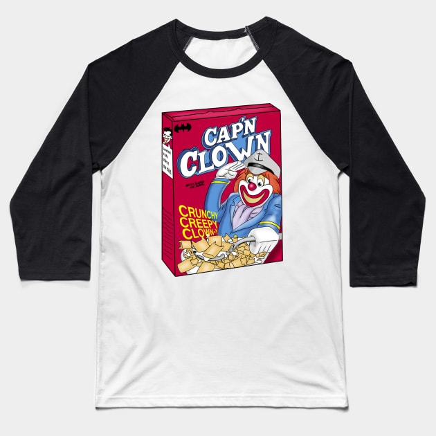 Cap'n Clown Cereal Baseball T-Shirt by AndrewKennethArt